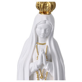 Virgen de Fátima resina blanca y oro 30 cm