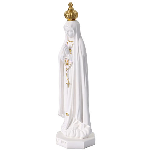 Virgen de Fátima resina blanca y oro 30 cm 3