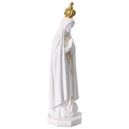 Virgen de Fátima resina blanca y oro 30 cm 4