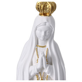 Estatua resina Virgen de Fátima blanca y oro 20 cm