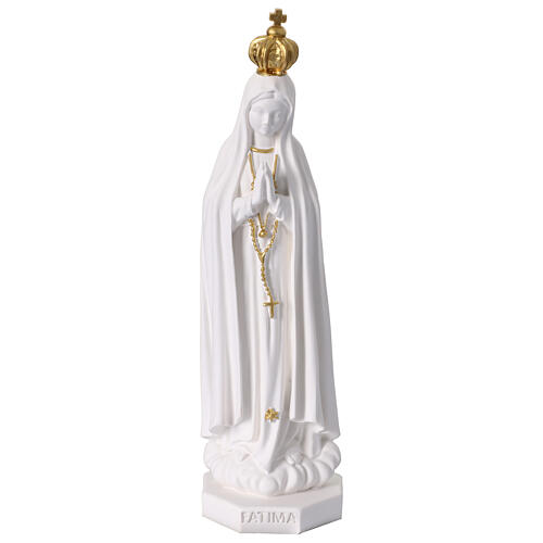 Gottesmutter von Fatima – Statue aus weißem Resin mit goldfarbenen Akzenten, 15 cm 1