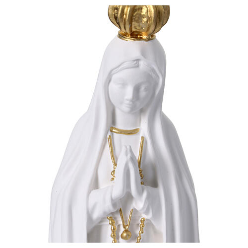 Estátua de resina branca e dourada Nossa Senhora de Fátima 15 cm 2