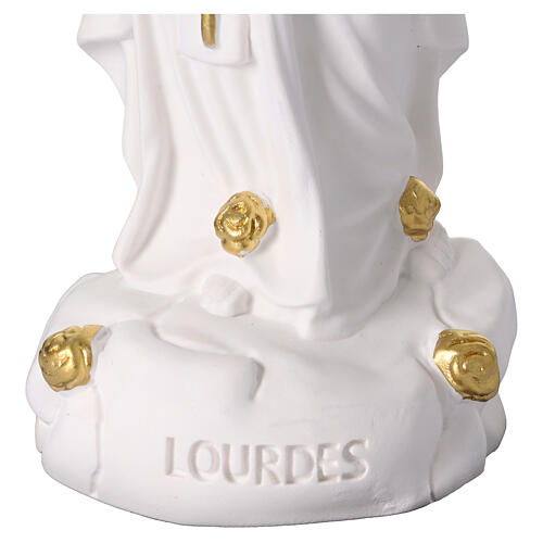 Our Lady of Lourdes, white and gold resin, 12 in 4