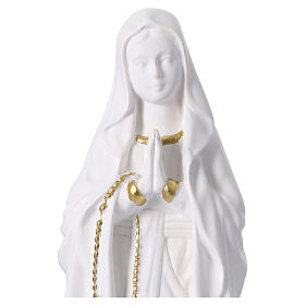 Virgen de Lourdes resina blanca y oro 30 cm