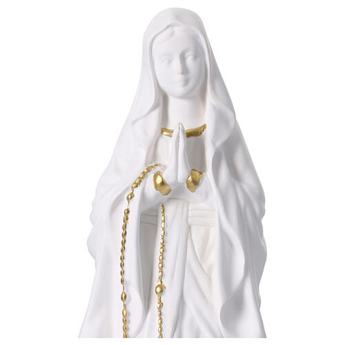 Statue résine Notre-Dame de Lourdes blanche et or 20 cm 2