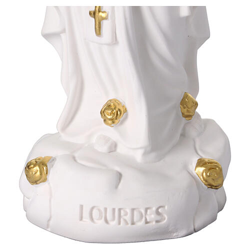 Virgen de Lourdes estatua de 15 cm resina blanca y oro 4