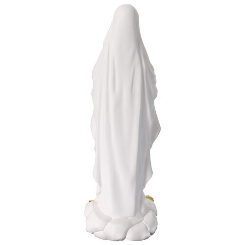 Virgen de Lourdes estatua de 15 cm resina blanca y oro 6