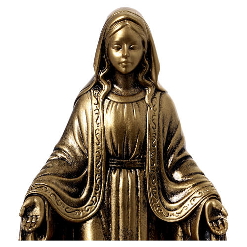 Estatua resina Virgen Milagrosa efecto latón 15 cm 2