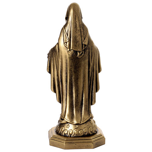 Estatua resina Virgen Milagrosa efecto latón 15 cm 6