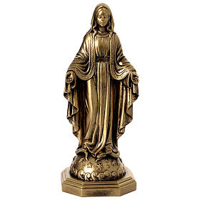 Statua resina Madonna Miracolosa effetto ottone 15 cm