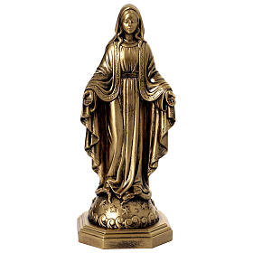 Brass-plated resin statue of the Miraculous Mary, 20 cm