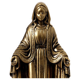 Brass-plated resin statue of the Miraculous Mary, 20 cm