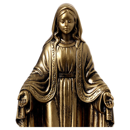 Brass-plated resin statue of the Miraculous Mary, 20 cm 2