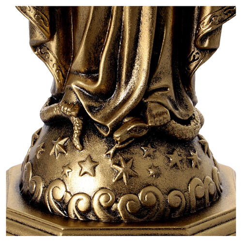 Brass-plated resin statue of the Miraculous Mary, 20 cm 4