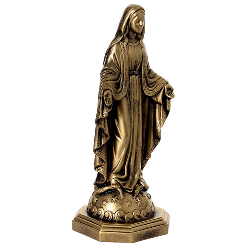 Resin statue of Our Lady of Graces with brass effect, 12 in 5