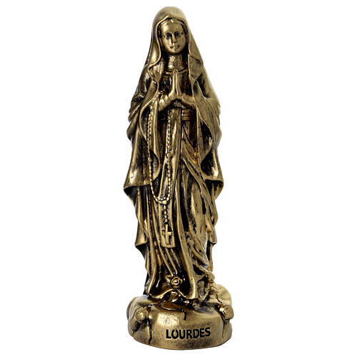 Figurka Madonna z Lourdes, żywica, 15 cm, kolor mosiężny 1