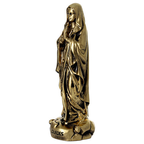Figurka Madonna z Lourdes, żywica, 15 cm, kolor mosiężny 3