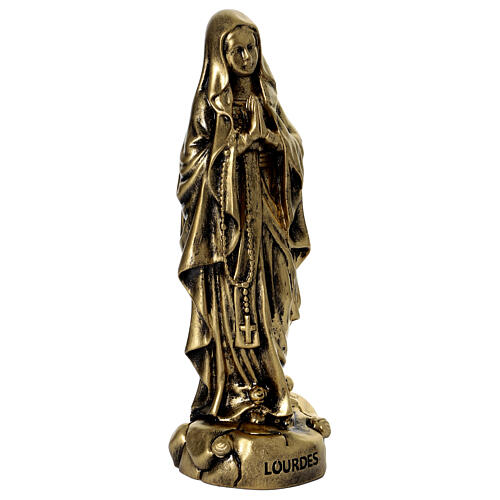 Our Lady of Lourdes resin statue 15 cm brass color 4