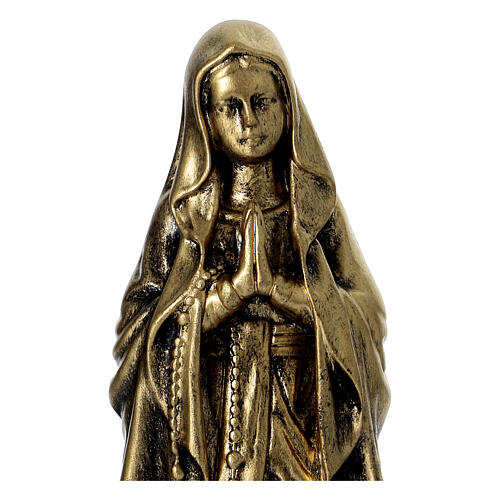 Our Lady of Lourdes resin statue, 8 in, brass effect 2