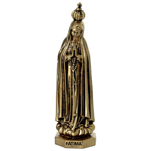 Estatua resina Virgen de Fátima 15 cm efecto latón 1