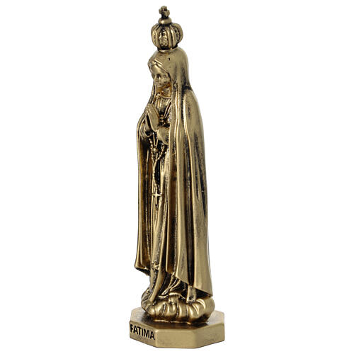 Estatua resina Virgen de Fátima 15 cm efecto latón 3