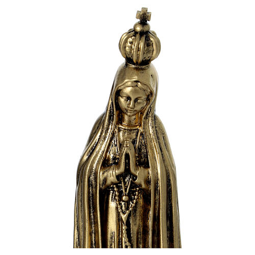 Statua resina Madonna di Fatima 15 cm effetto ottone 2