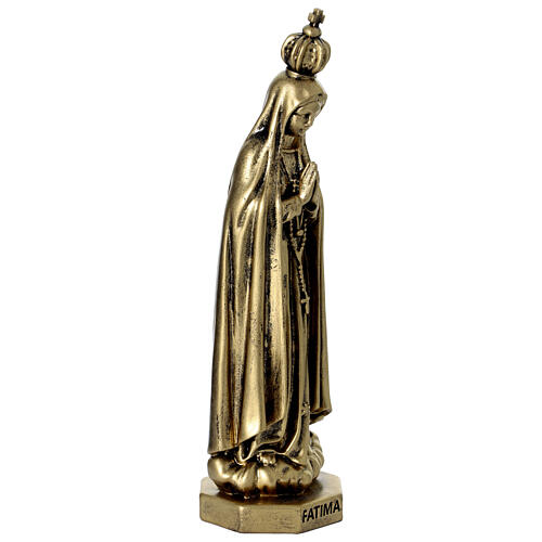 Our Lady of Fatima in resin, brass finish, 12 in 4