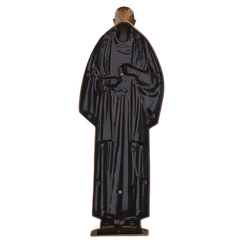 Placa Padre Pio em pé em base de bronze para exterior 38x14 cm 4