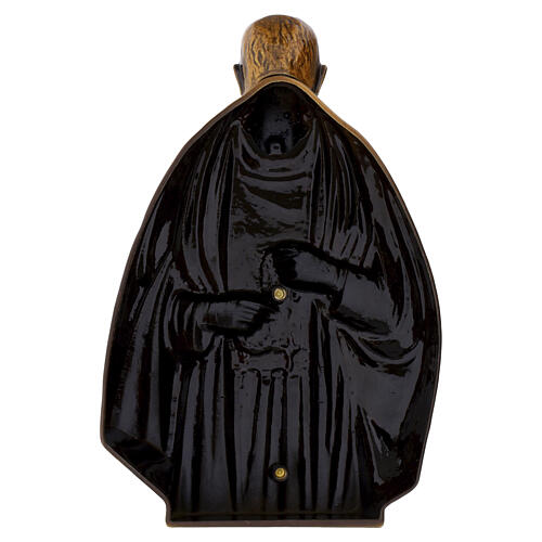 Placa de parede Padre Pio em bronze para exterior 20x15 cm 5