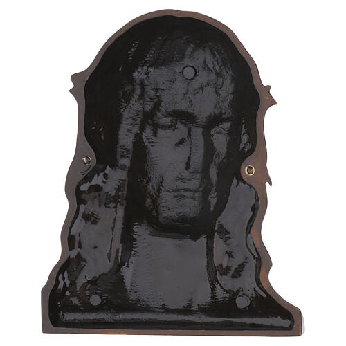 Bronzed outdoor plaque, Face of Jesus crowned with thorns 5