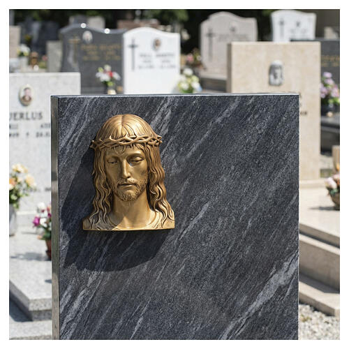 Plaque visage de Jésus couronné d'épines en bronze pour extérieur 2