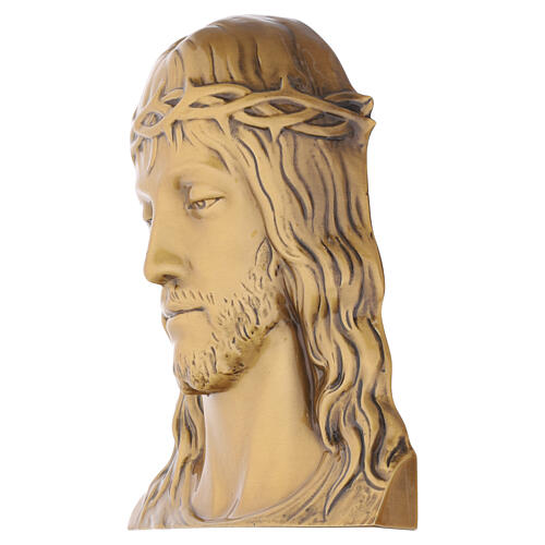 Bronzed Outdoor Plaque of Jesus Christ's Face with Crown of Thorns 3