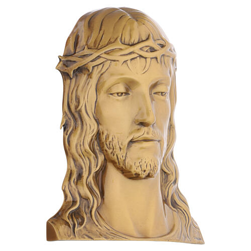 Bronzed Outdoor Plaque of Jesus Christ's Face with Crown of Thorns 4