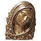 Reliefplakette mit dem Antlitz der Gottesmutter, umrahmt von einem Rosendekor, aus Messing in bronzefarbener Ausführung für den Außenbereich 20x16x5 cm s1