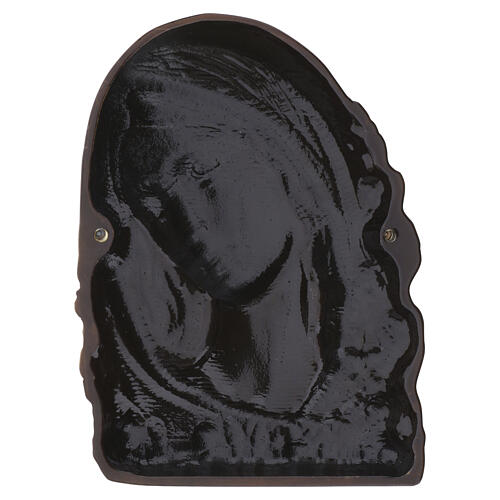Bronzed Virgin Mary Face Plaque with Rosebush 20x16x5 cm for Outdoor Use 3
