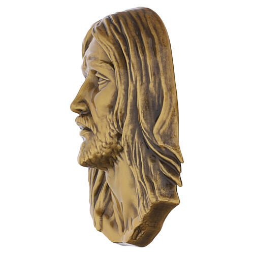 Reliefplakette mit dem Antlitz Christi aus Messing in bronzefarbener Ausführung für den Außenbereich 4