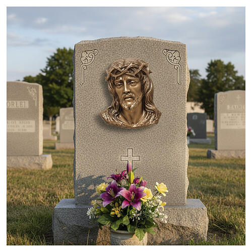 Face of Christ with crown of thorns, bronzed wall plaque for outdoor use 2