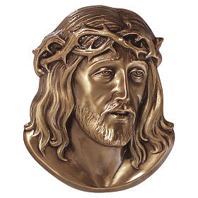 Placa Cristo corona de espinas bronceada para exterior