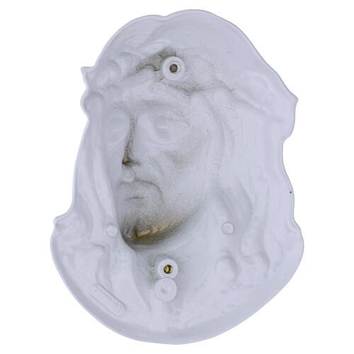 Plaque visage du Christ couronne d'épines émaillée blanche pour extérieur 4