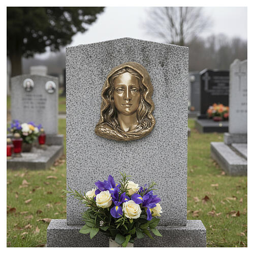 Placa bronce rostro Virgen con velo 2