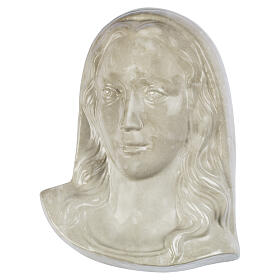 Plaque visage Vierge effet marbre botticino pour extérieur en haut-relief