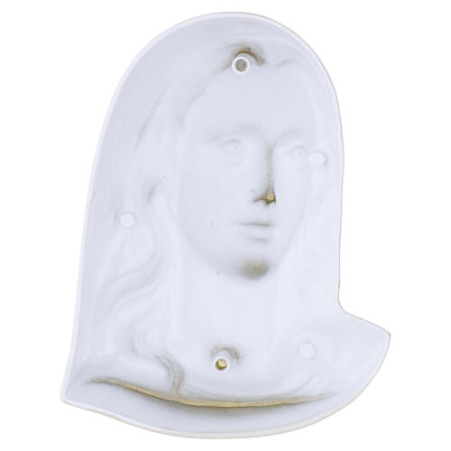 Plaque visage Vierge effet marbre botticino pour extérieur en haut-relief 3