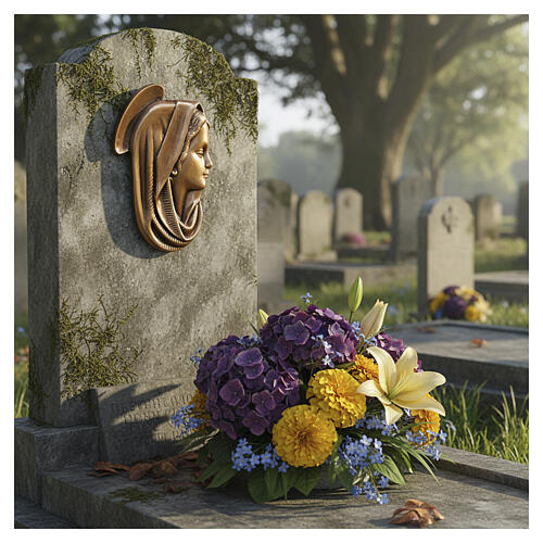 Madonna's profile plaque with bronze halo for outdoor use, 7x4 in 2