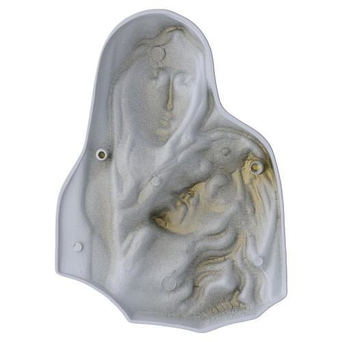 Reliefplakette Pietà mit Gottesmutter und Christus in weißer Ausführung für den Außenbereich 4