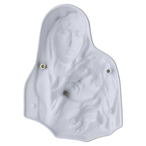 Pietà wall plaque with Our Lady and Jesus Christ, Carrara marble finish, for outdoor use 4