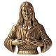 Placa busto Sagrado Corazón bronce para exterior bajorrelieve s1