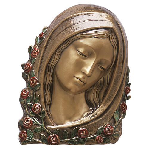 Placa Virgen en el rosal bronce colores para exterior 1
