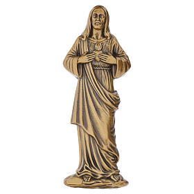 Placa Sagrado Corazón de Jesús bronceada para exterior bajorrelieve 26x10 cm