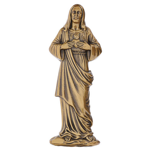Placa Sagrado Corazón de Jesús bronceada para exterior bajorrelieve 26x10 cm 1