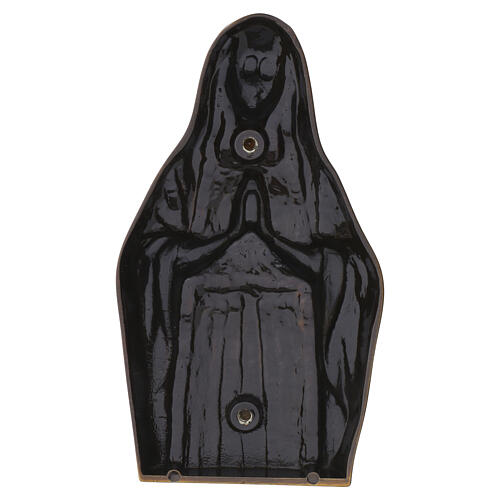 Reliefplakette Gottesmutter von Lourdes im Flachrelief aus Messing in bronzefarbener Ausführung für den Außenbereich 15x8 cm 3